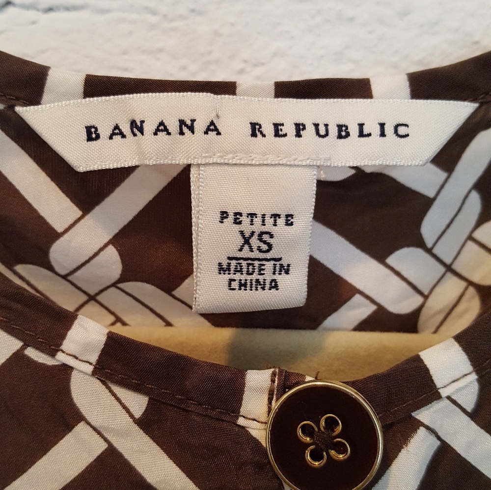 BANANA REPUBLIC silk brown and white top - Picture 2 of 5